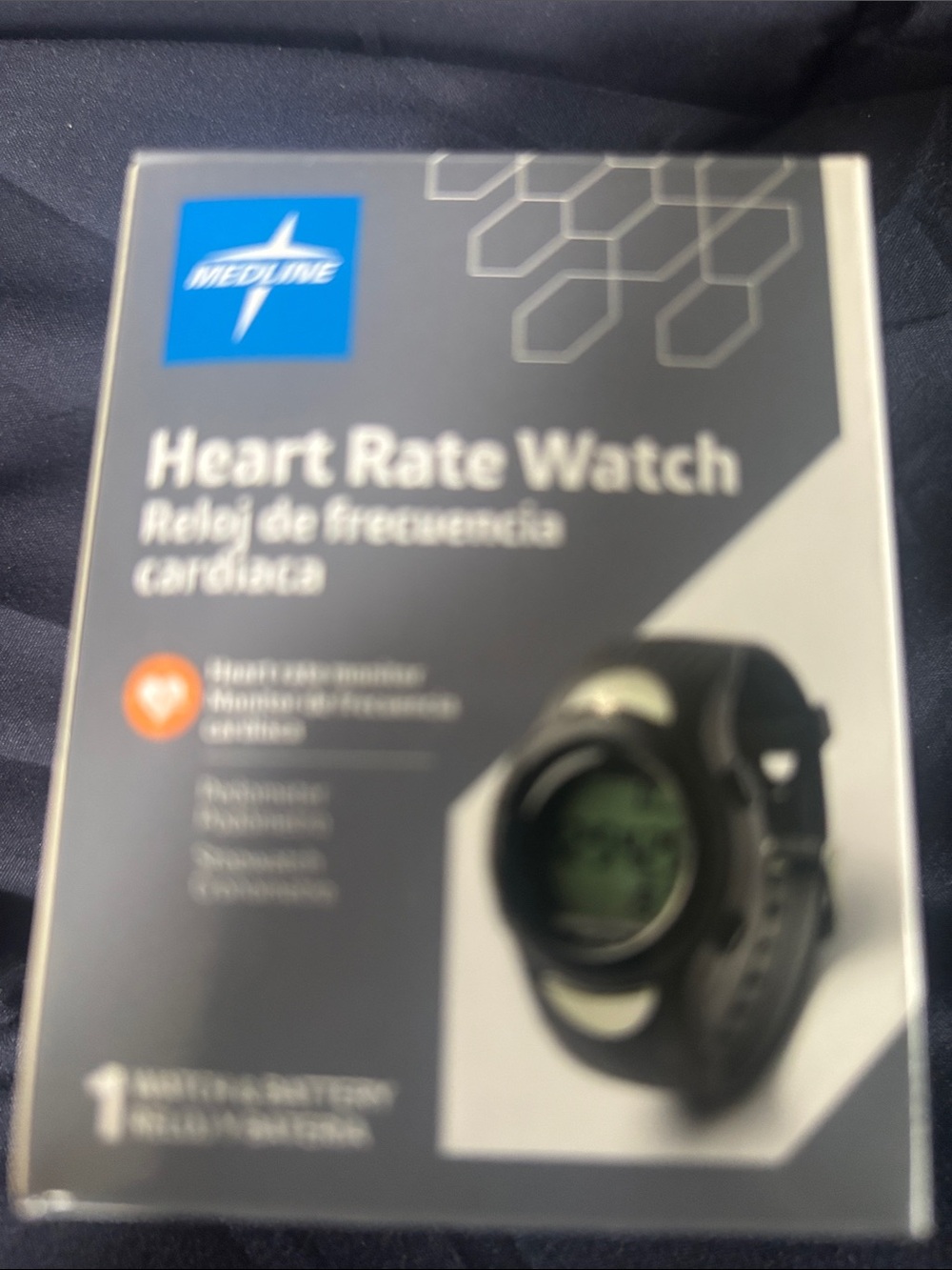 Medline Black Heart Rate Watch with Comfortable Silicone Band